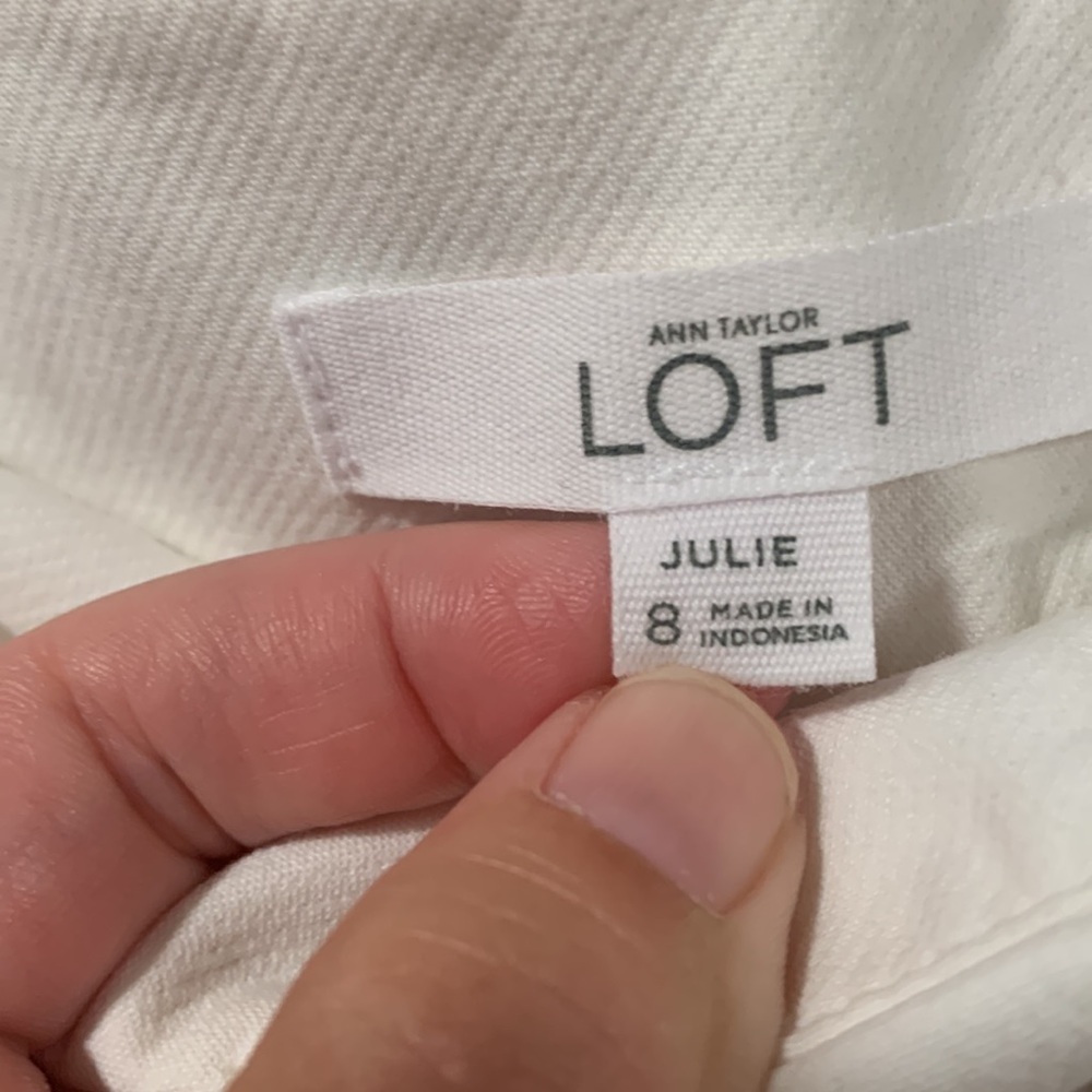 Ann Taylor Loft ivory Julie cropped pant size 8 - Picture 5 of 7